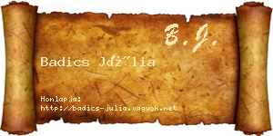 Badics Júlia névjegykártya